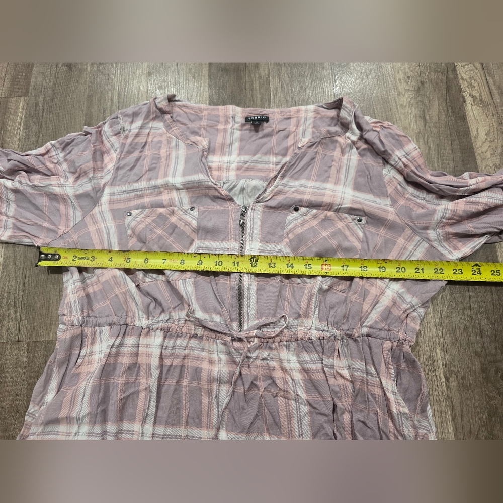 TORRID PINK PLAID SHIRT DRESS TUNIC Plus Curvy Preppy Classy 3x - Picture 5 of 12